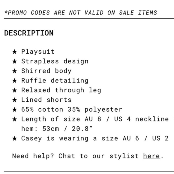 Princess Polly US size 8 Harper Lee Strapless Shorts Romper Playsuit smocked - Picture 9 of 9